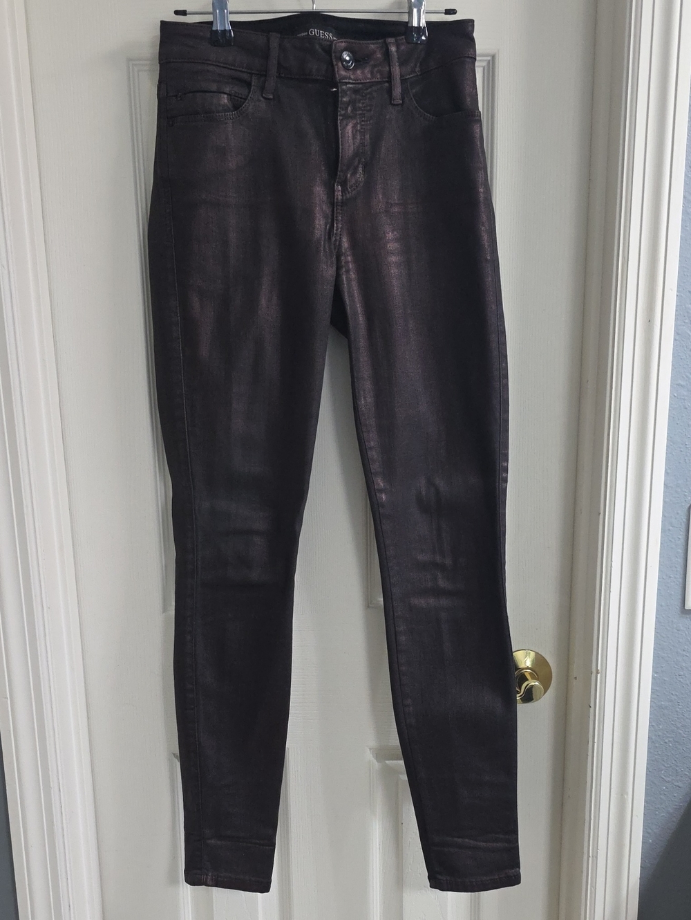 Guess Skinny Jeans in Dark Plum Metallic
